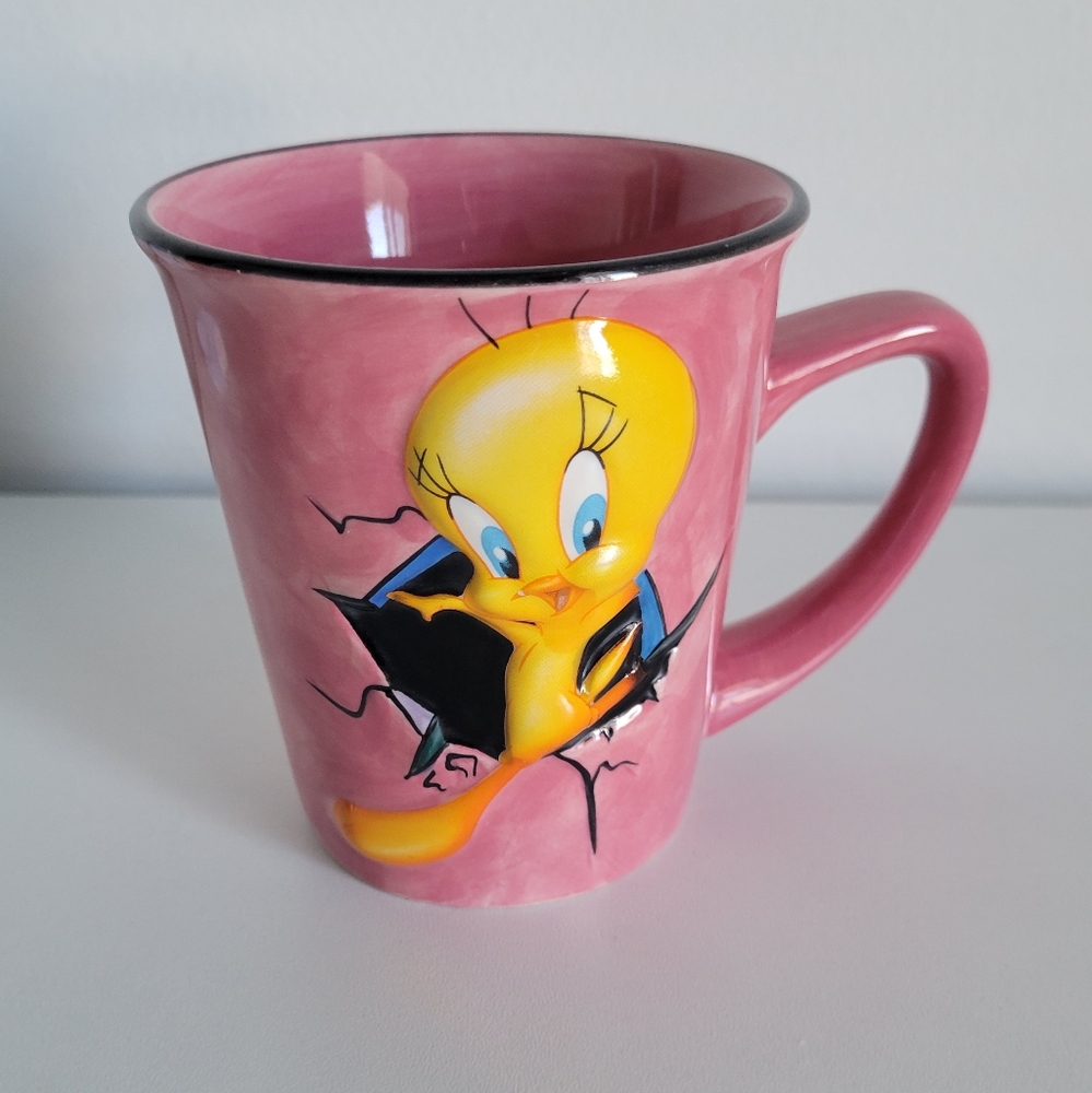 Tweety Bird Pink 3D Breaking Out Coffee Mug Looney Tunes Warner Bros